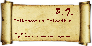 Prikosovits Talamér névjegykártya